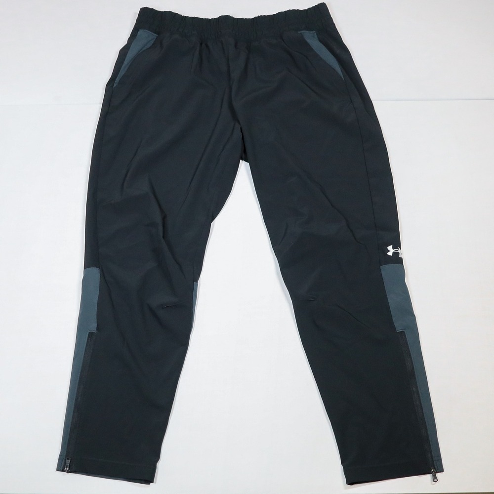 Under Armour Squad Warm-Up Pant Mens Large Black Ankle Zip Athletic Joggers